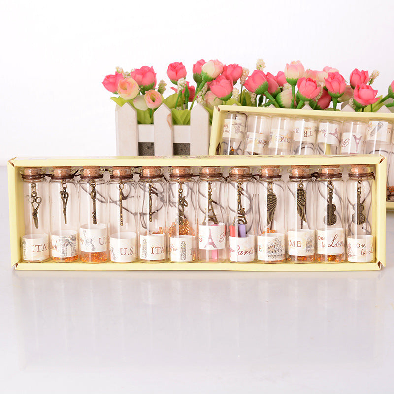 12 Pezzi Mini Barattolo Con Tappo In Sughero Bottiglia alla deriva Pergamene