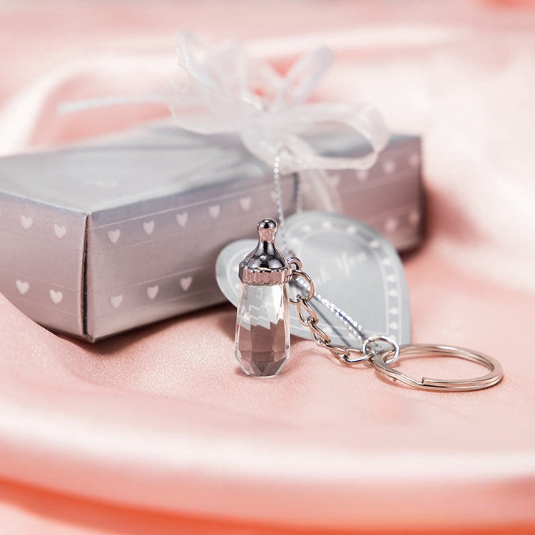 Portachiave biberon Cristallo acrilico trasparente bomboniera con la confezione di scatola