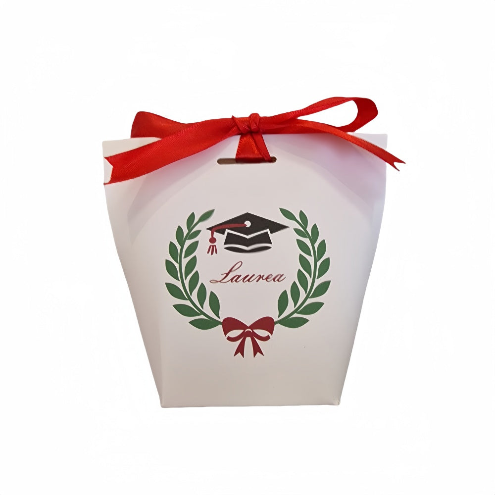 50 Pezzi Scatole Porta confetti Laurea con Nastro Rosso Bomboniera