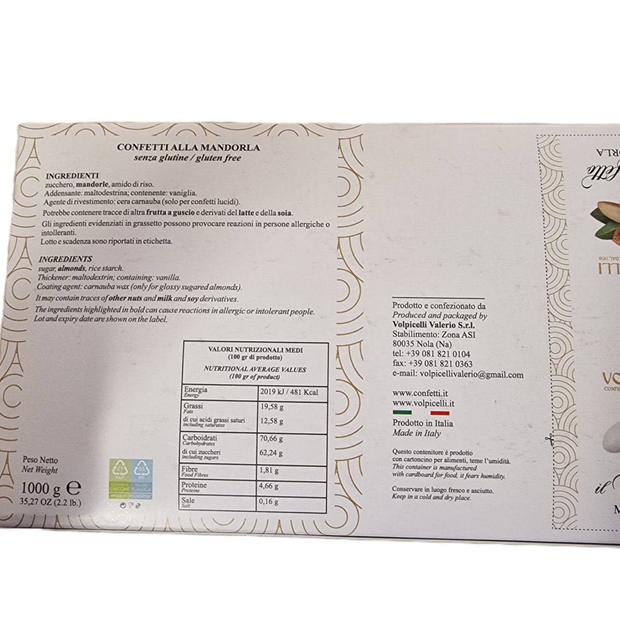 OFFERTA CONFETTI Argento VOLPICELLI 25 Anni Nozze Mandorla Scadenza 31-05-2025