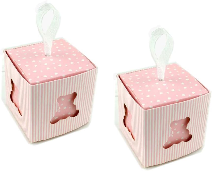 50 Scatola Cubo Portaconfetti Orsetto Cuore Cartoncino La Finestra