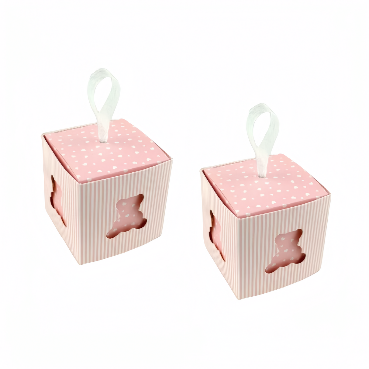 50 Scatola Cubo Portaconfetti Orsetto Cuore Cartoncino La Finestra