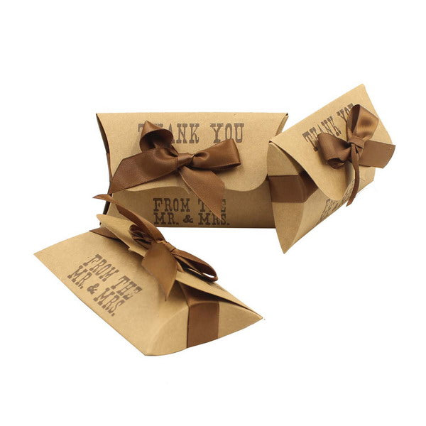 50pz Portaconfetti Cuscino Matrimonio"From The Mr.& Mrs" Compreso Nastro