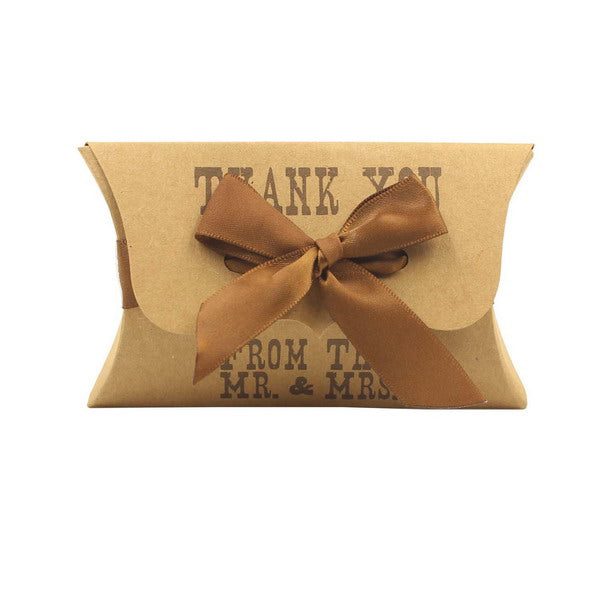 50pz Portaconfetti Cuscino Matrimonio"From The Mr.& Mrs" Compreso Nastro