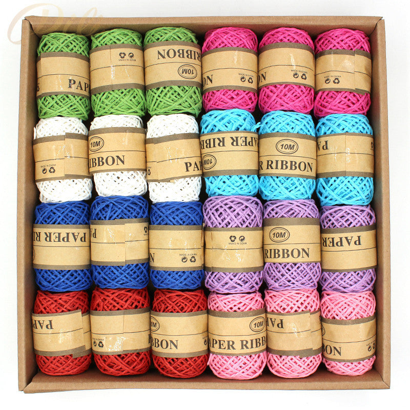 24 Rotoli Spago di Carta Raffia Filo da 10 Metri Colore assoriti Nastri
