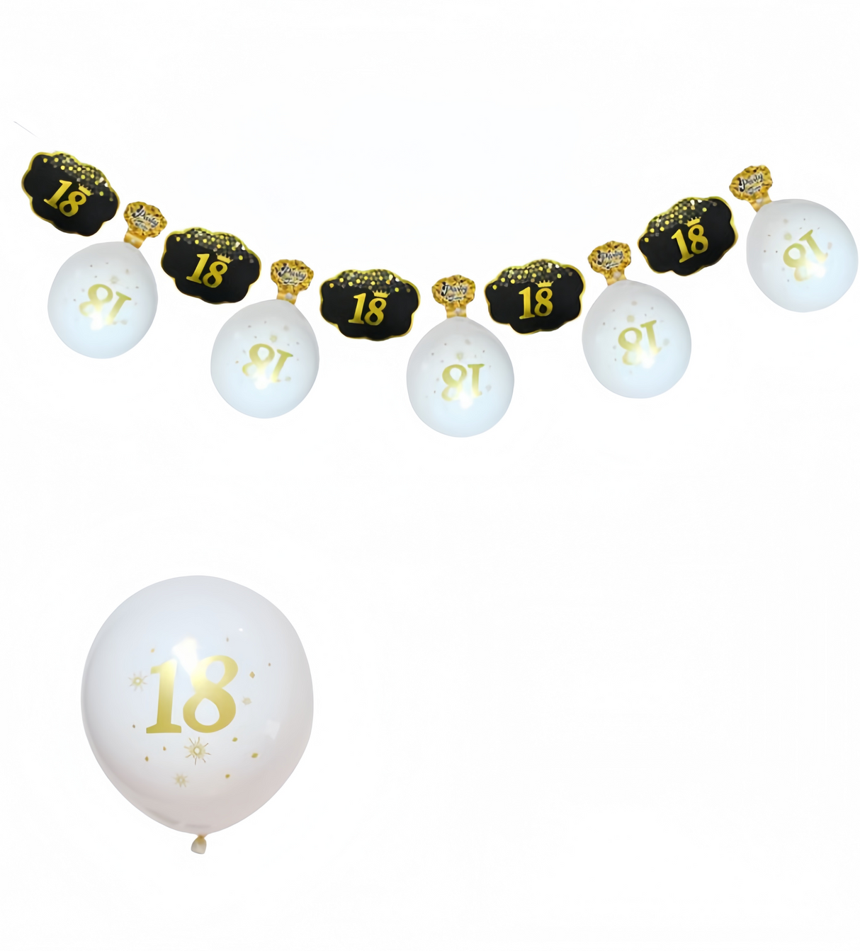 Striscia decorativo 18 anni oro nero 3 metri con palloncini