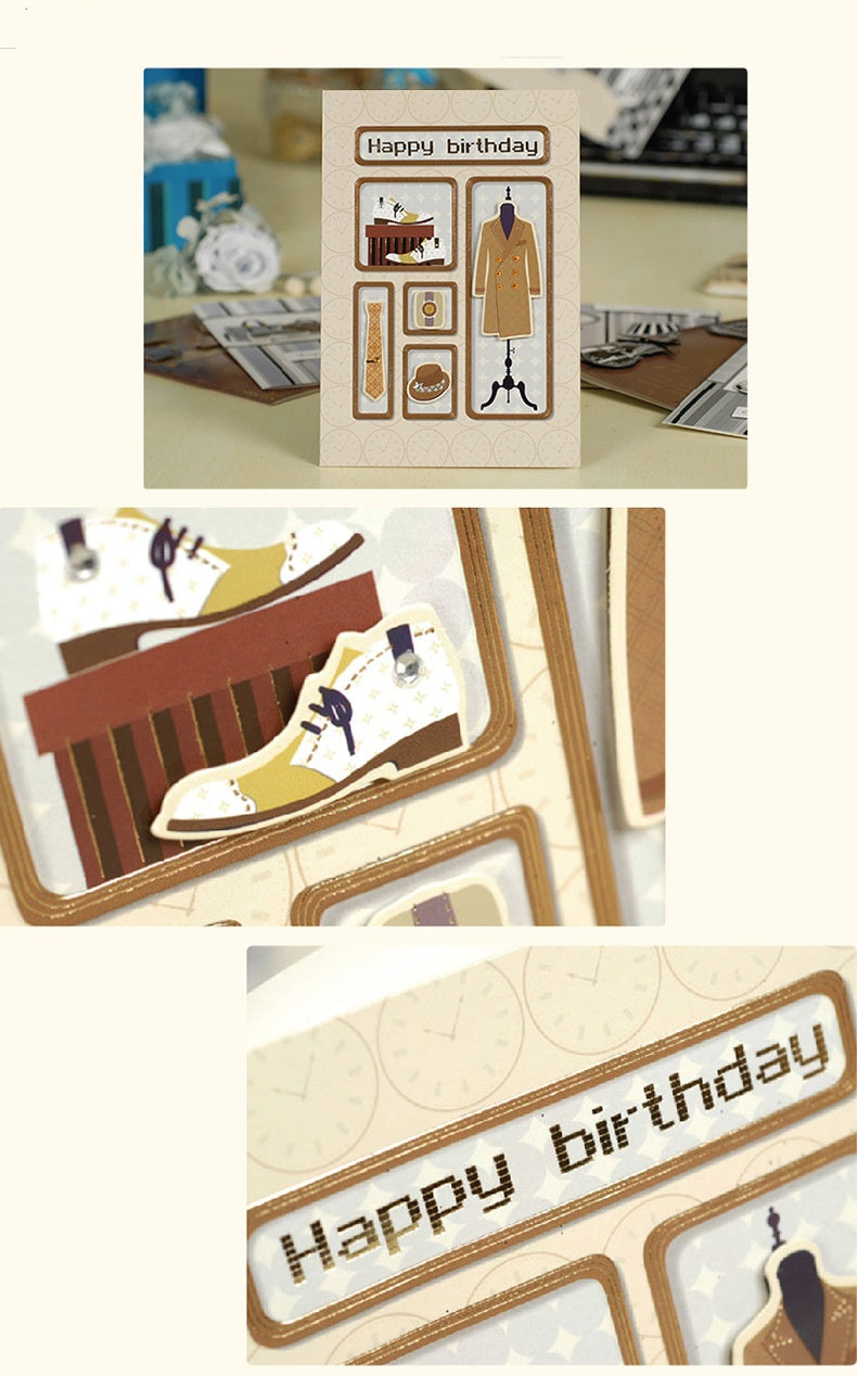 Biglietto di Auguri per Papà con Decorazioni 3D – Cartolina Elegante per Festa del Papà, Compleanno e Ringraziamento