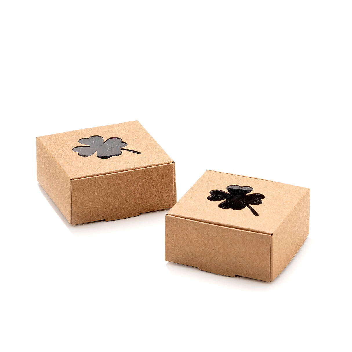 50pz Cubo Scatola Portaconfetti Con Finestra PVC forma Quadrifoglio Portafortuna