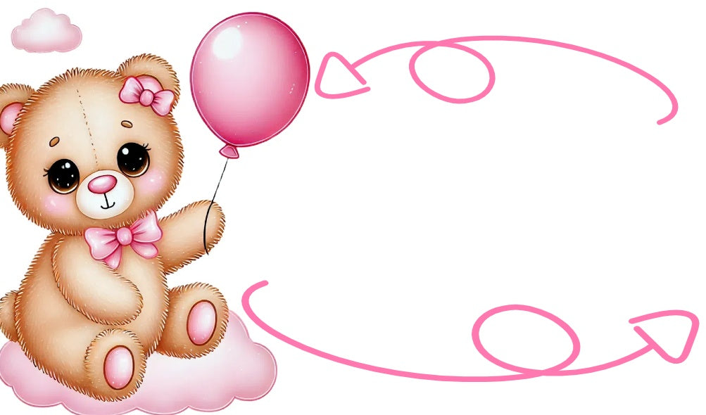 Confezione da 50 Pezzi Segnaposto in Cartoncino Rosso per Occasioni Speciali Nascita Battesimo Orsetto rosa