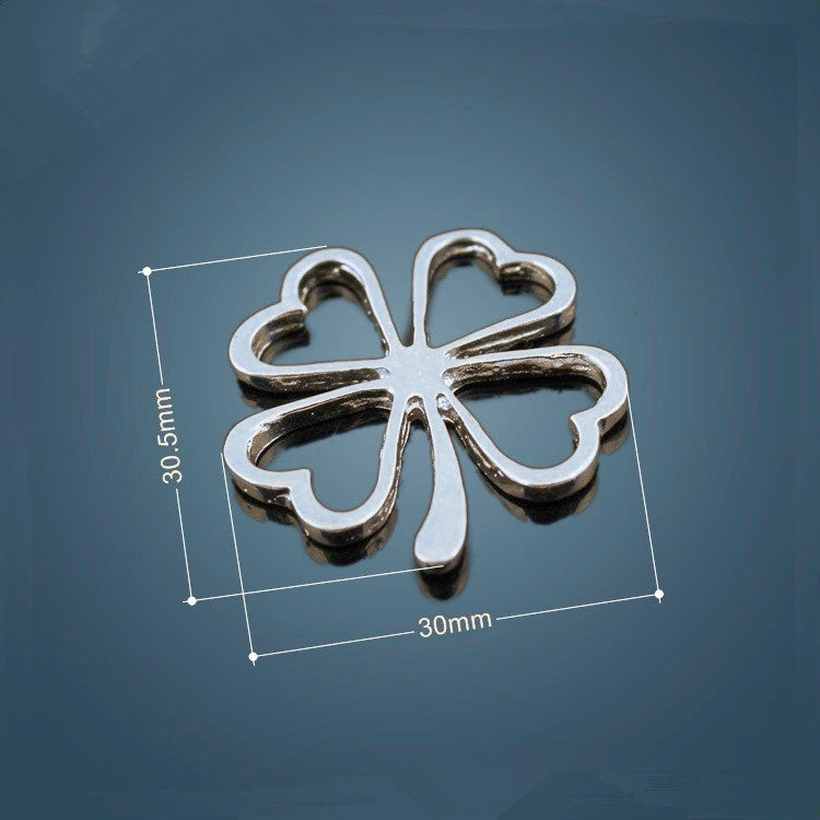 20 PEZZI ACCESSORI CIONDOLI quadrifoglio portafortuna ANTICHI VINTAGE FAI DA TE APPLICAZIONE