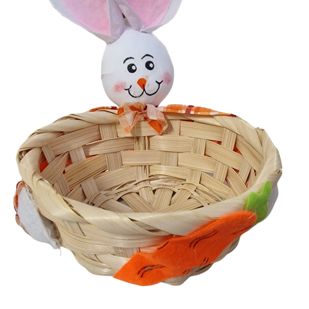 Cestino di Pasqua con Coniglietto e Carota in Feltro – Ø 12,5 cm