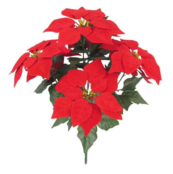Fiore stella natale 5 teste di tessuto bouquet di poinsettia