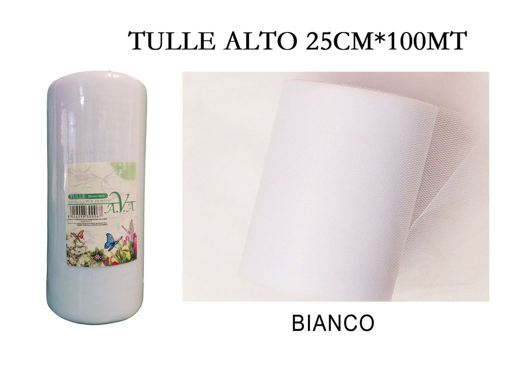 BOBINA ROTOLO TULLE VELO 25 cm x 100 m DECORAZIONE BOMBONIERE RUNNER