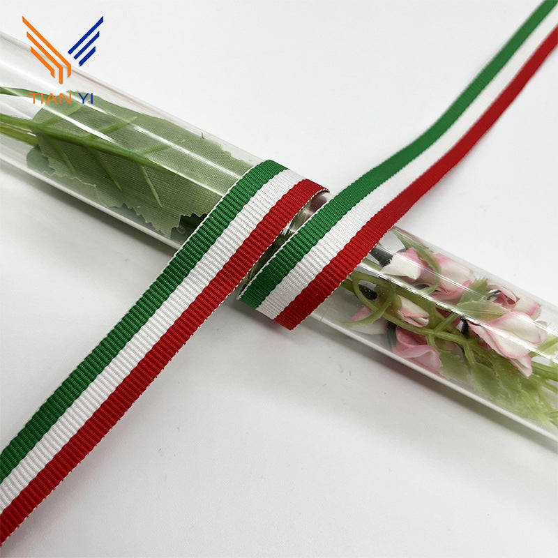 50 Metri Nastro Tricolore in Poliestere, Verde, Bianco e Rosso Larghezza