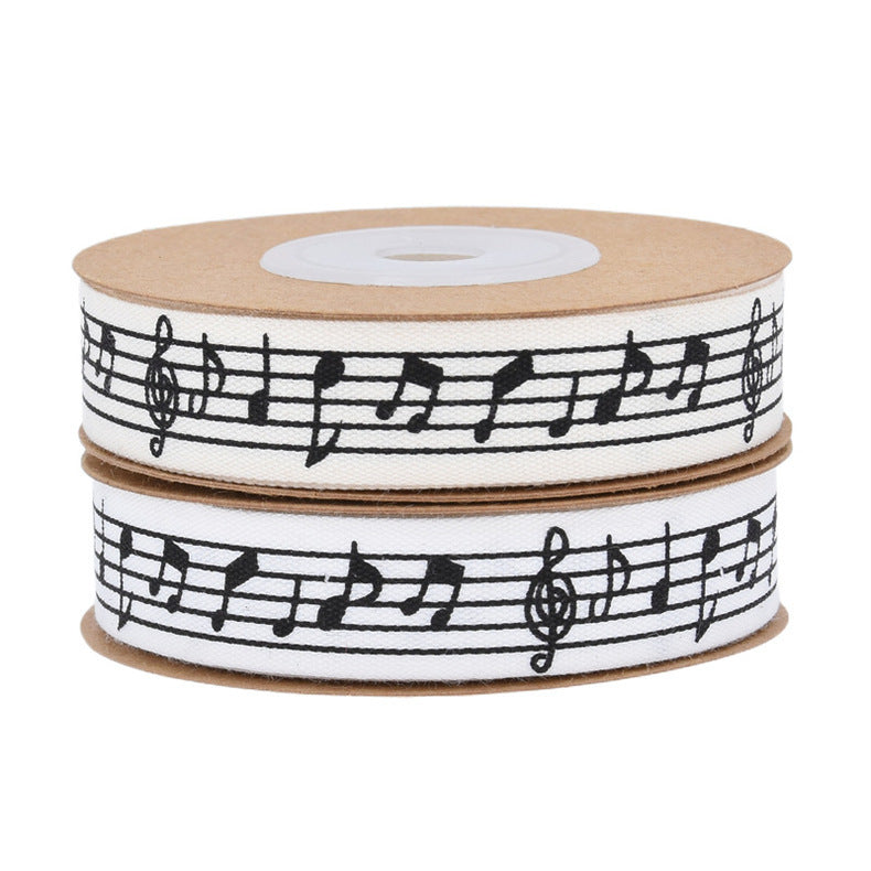 Nastro in cotone 10 metri con larghezza 15mm motivo a note musicali
