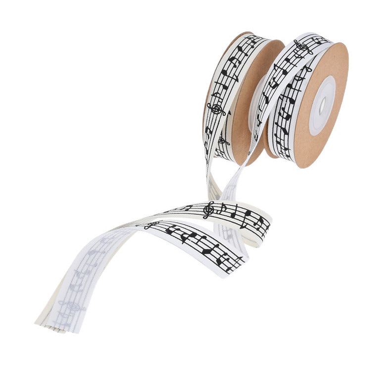 Nastro in cotone 10 metri con larghezza 15mm motivo a note musicali