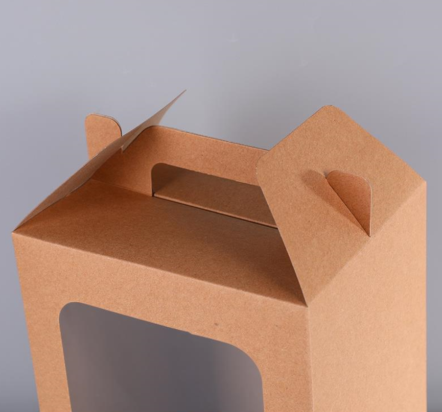 Scatola Cartone Marrone Confezione Regalo con Manico E finestra