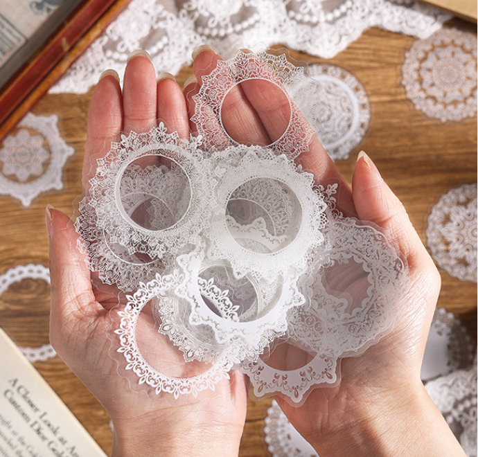 30 ADESIVI PIZZO BIANCO