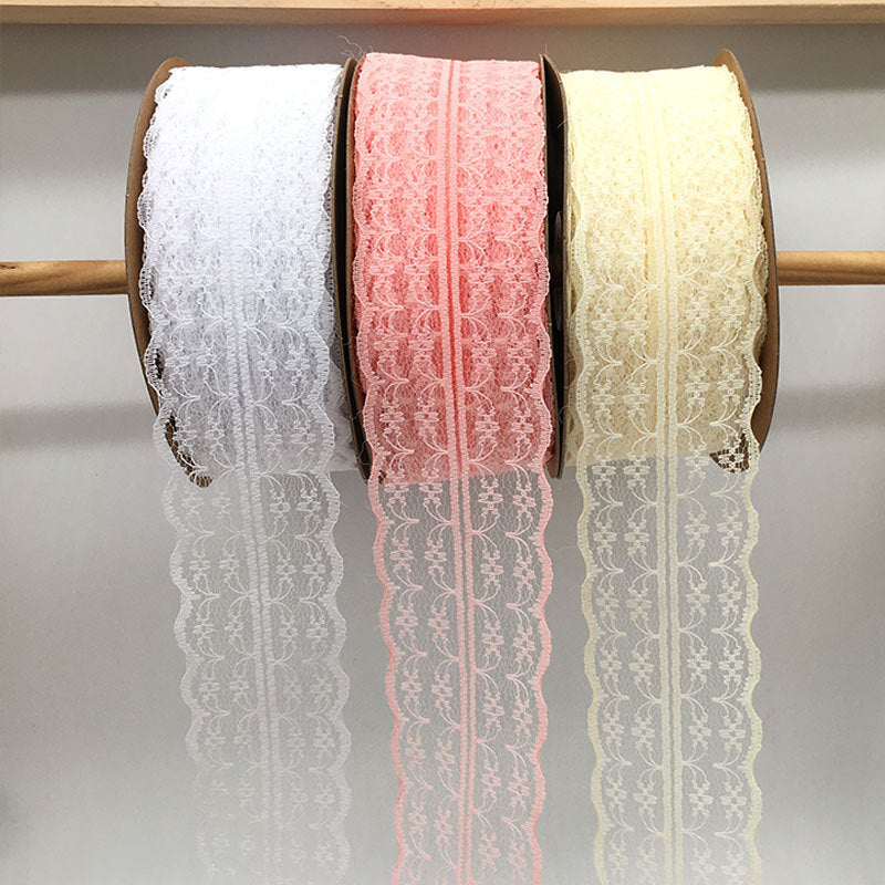 Nastro Rotolo largo 4cm,lunghezza 30 yard motivo floreale in pizzo colorato