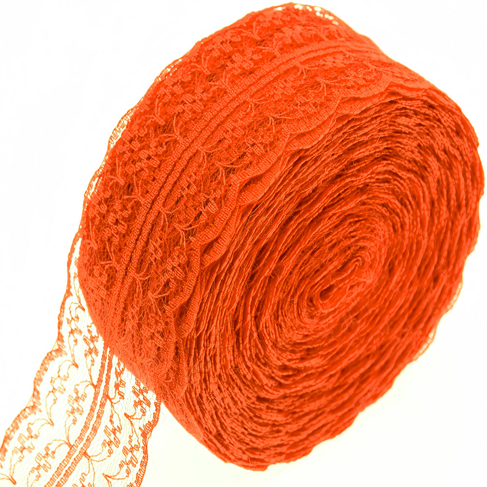 Nastro Rotolo largo 4cm,lunghezza 30 yard motivo floreale in pizzo colorato