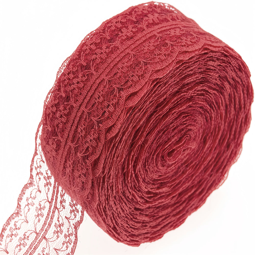 Nastro Rotolo largo 4cm,lunghezza 30 yard motivo floreale in pizzo colorato