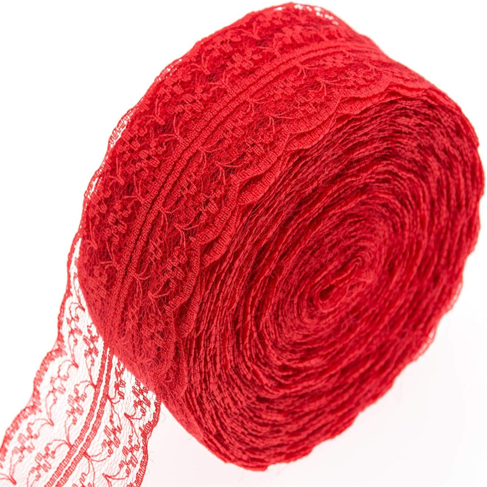 Nastro Rotolo largo 4cm,lunghezza 30 yard motivo floreale in pizzo colorato