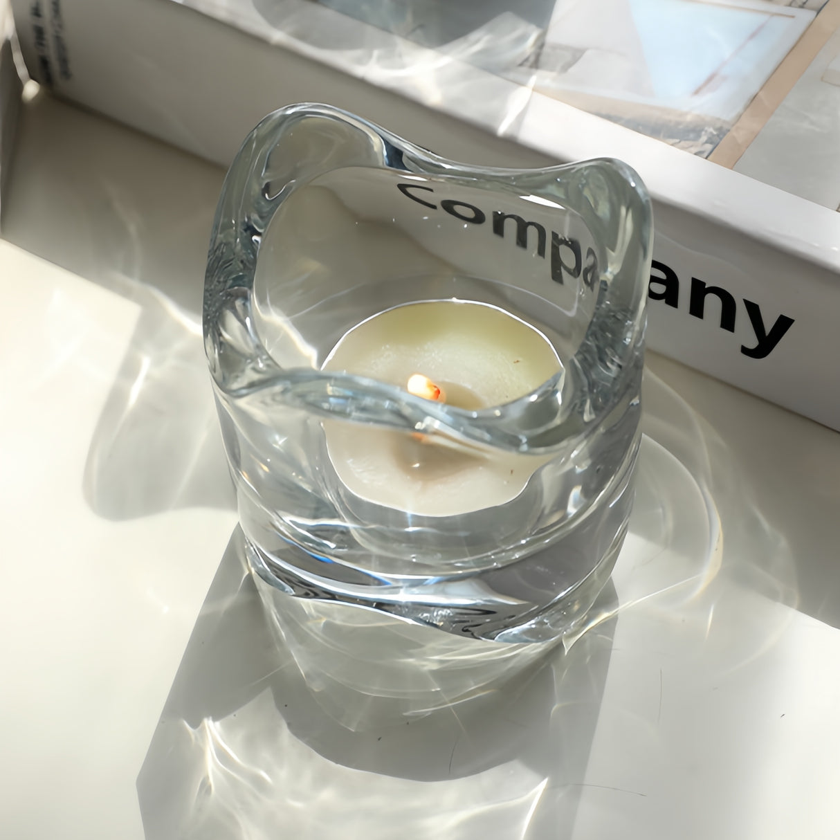 Portacandele Tealight vetro trasparente,da tavolo curvo