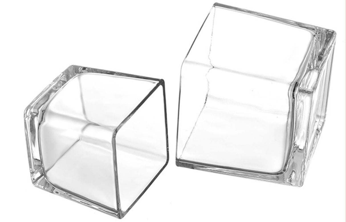 Portacandele Tealight vetro trasparente,da tavolo Cubo