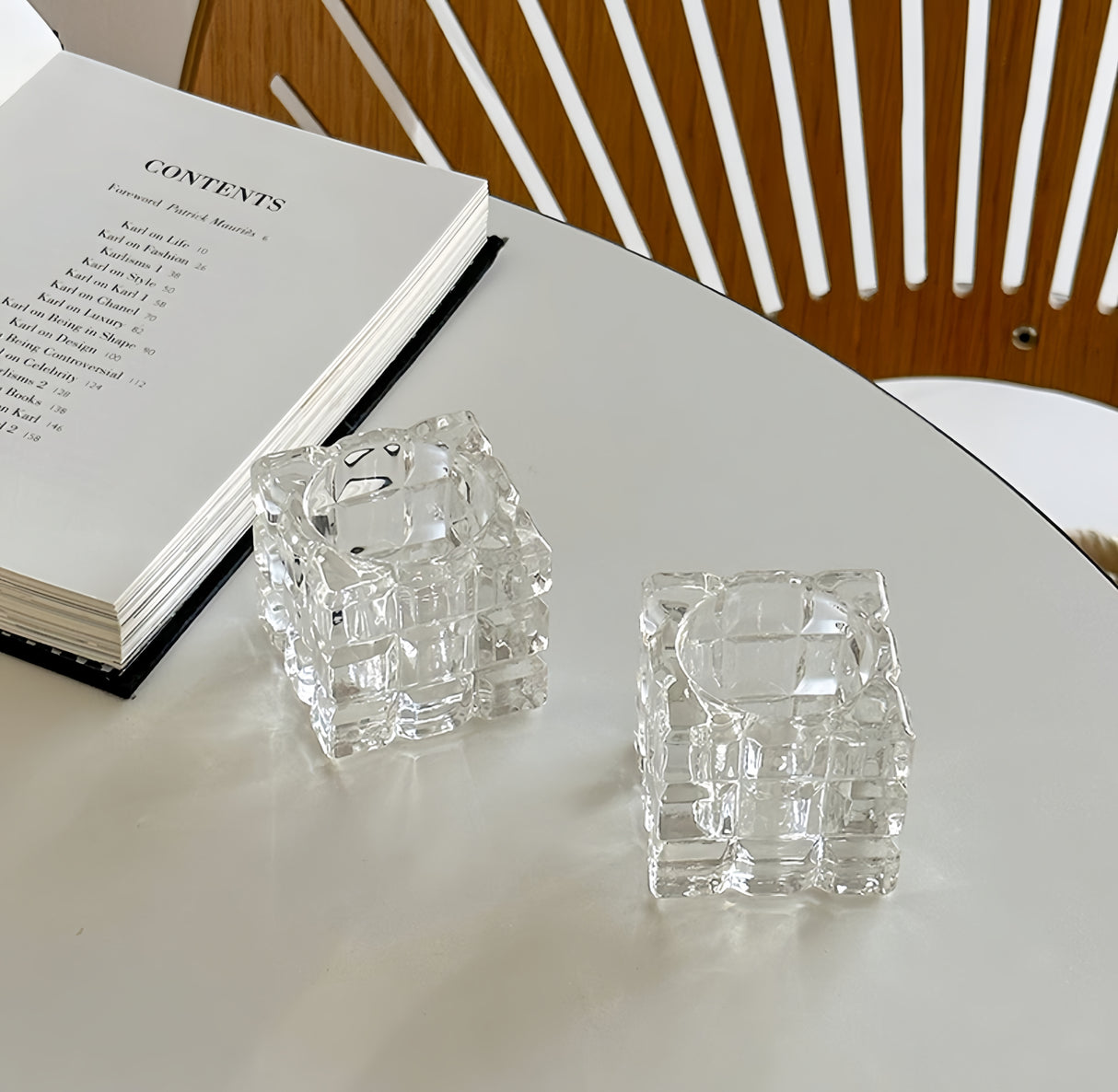 Portacandele Tealight vetro trasparente,da tavolo Cubetto