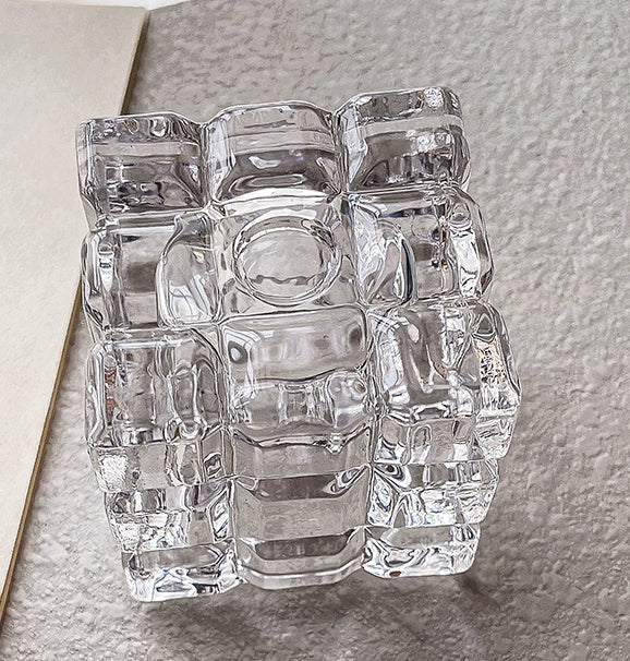 Portacandele Tealight vetro trasparente,da tavolo Cubetto