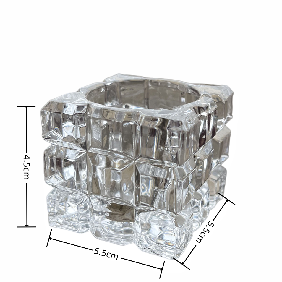 Portacandele Tealight vetro trasparente,da tavolo Cubetto