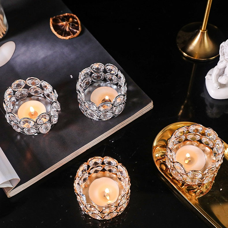 Portacandele Tealight vetro trasparente,da tavolo Diamante