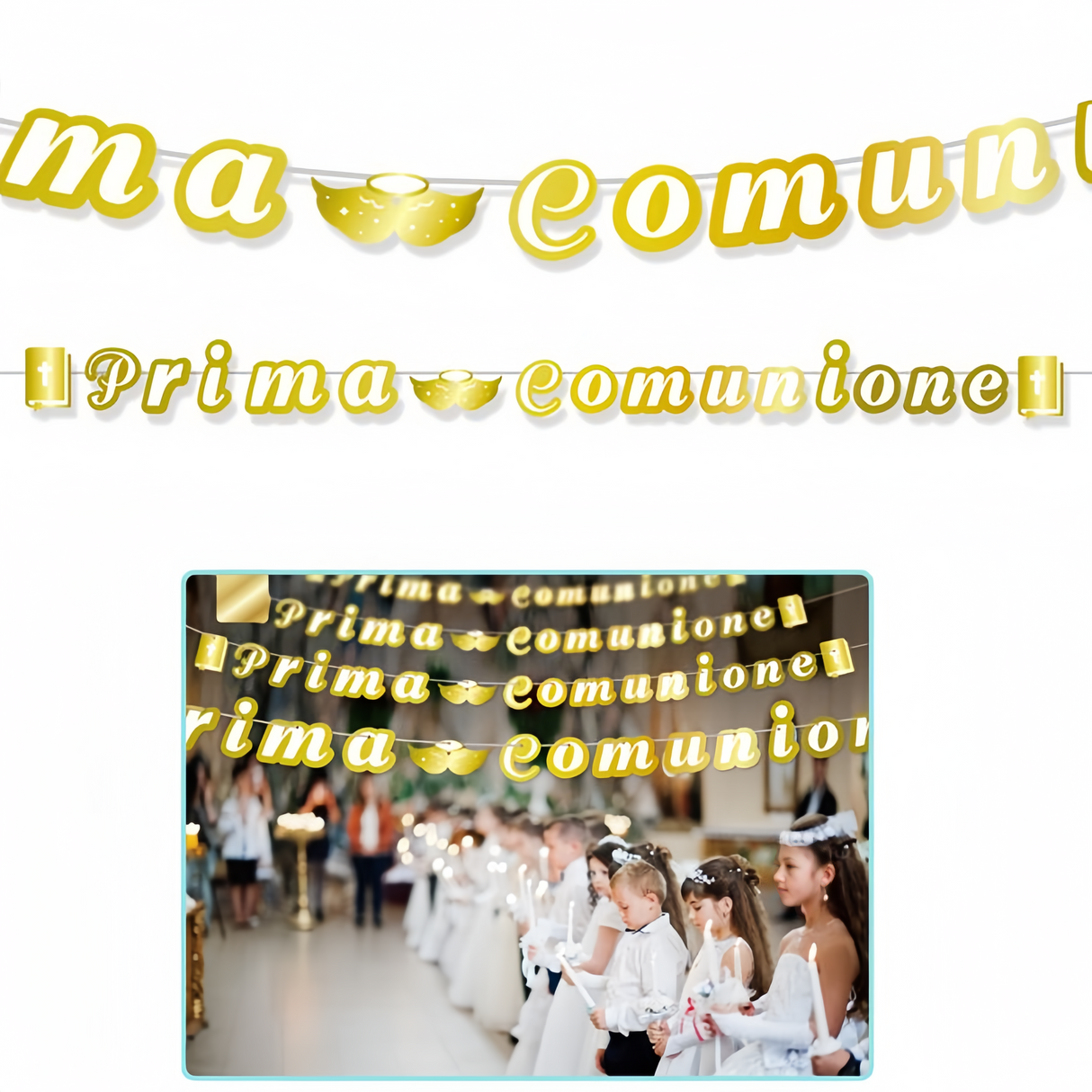 3.5 Metri Ghirlanda Festoni Striscia Decorativo Prima comunione Oro