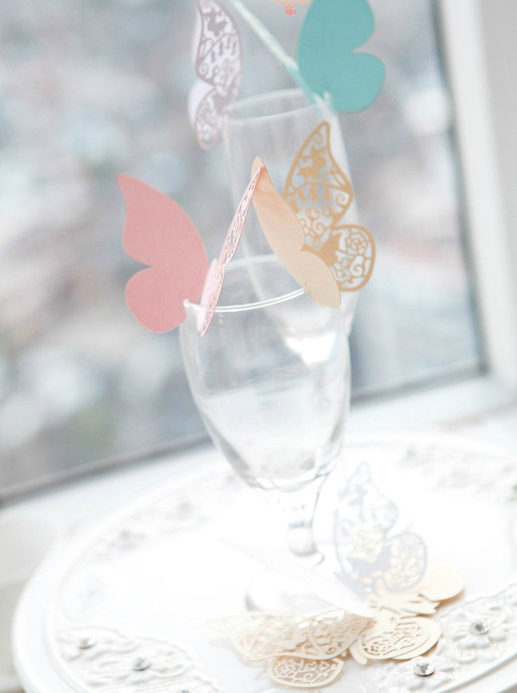 50pz farfalle Segnaposto Segnabicchiere Cartoncino