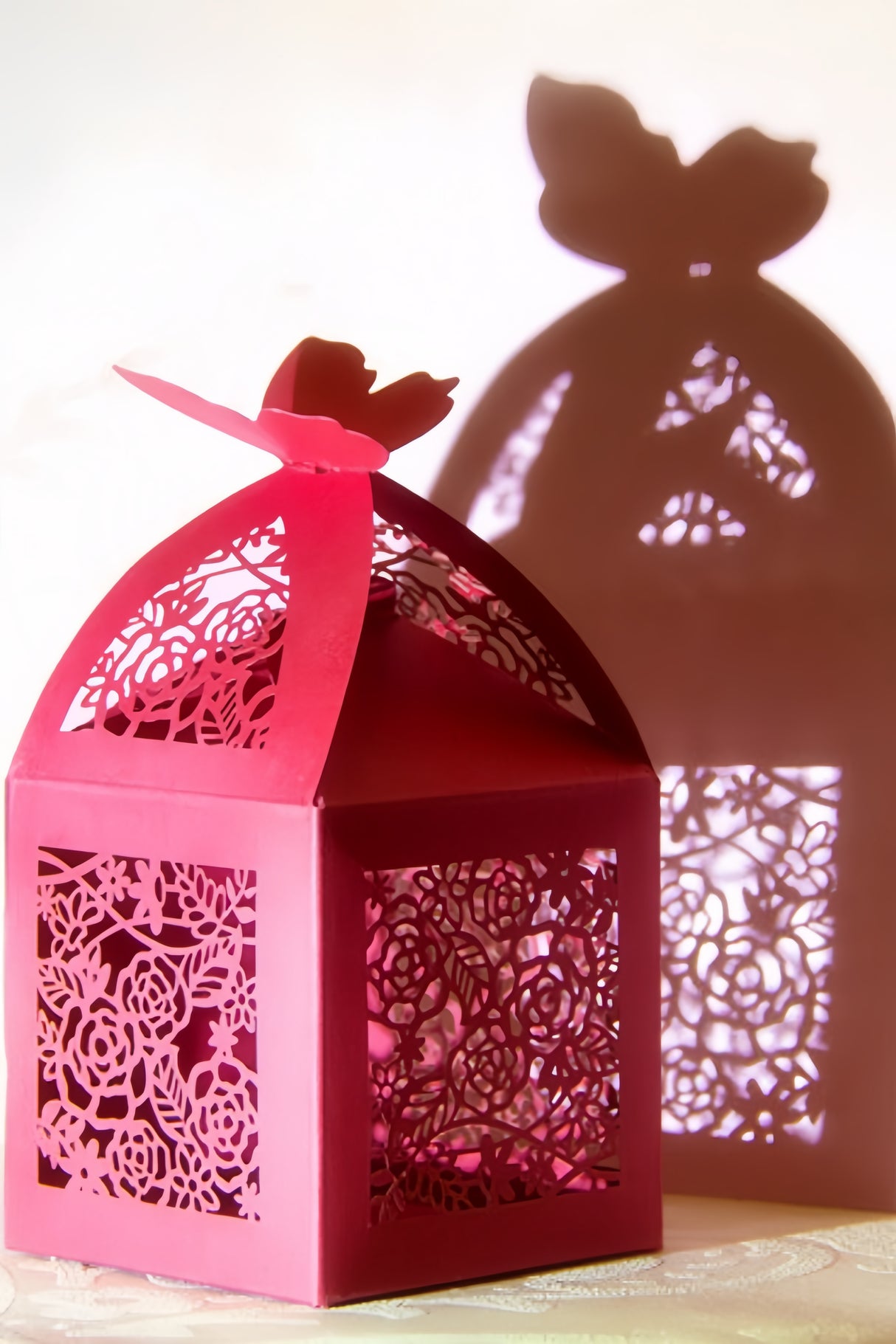 10pz Porta Confetti Farfalle ROSSO PERLATO Laurea