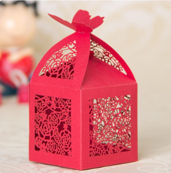 10pz Porta Confetti Farfalle ROSSO PERLATO Laurea