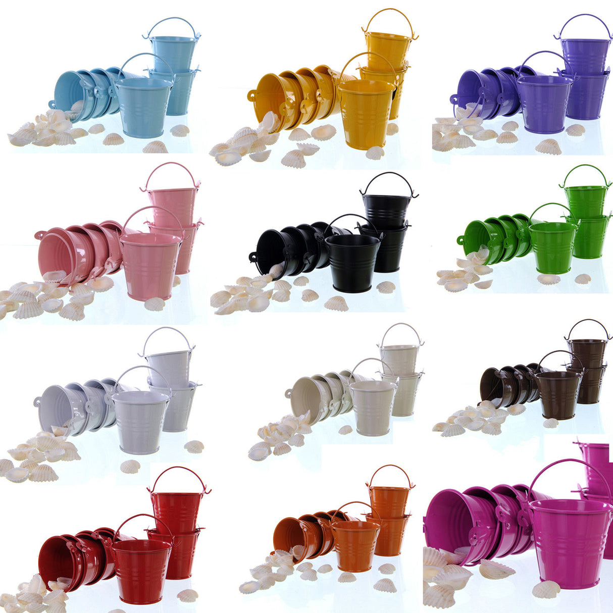 10pz SECCHIELLI LATTA PORTACONFETTI BOMBONIERA