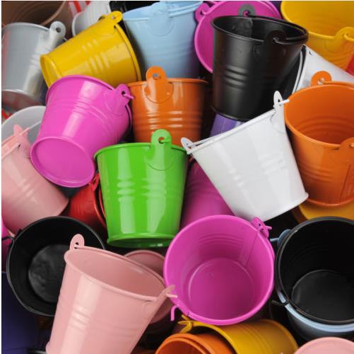 10pz SECCHIELLI LATTA PORTACONFETTI BOMBONIERA