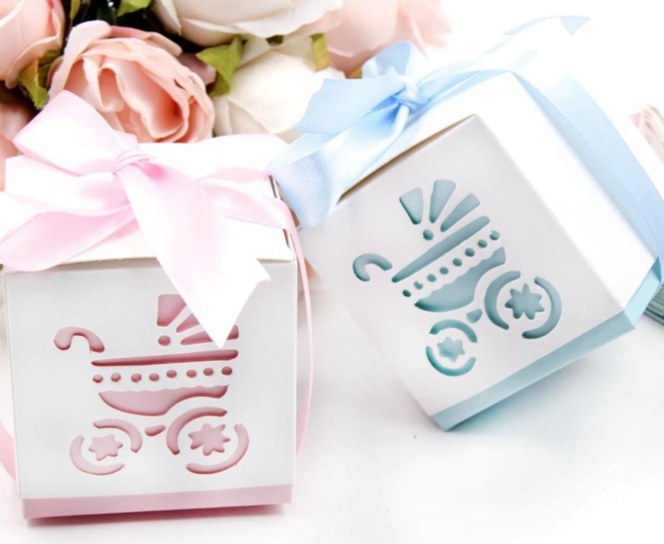 50 Scatola Cubo Passeggino Battesimo Nascita Portaconfetti