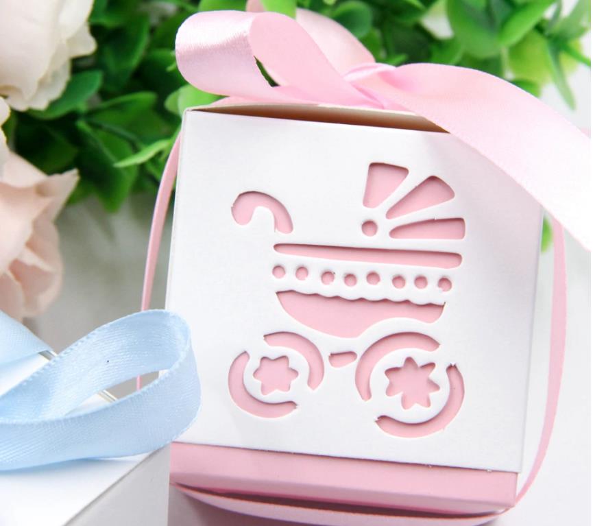 50 Scatola Cubo Passeggino Battesimo Nascita Portaconfetti