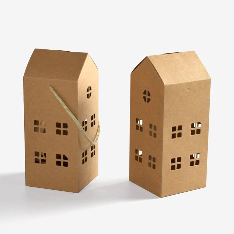 50 pezzi Scatole a casetta con manico in corda porta bomboniera confezione