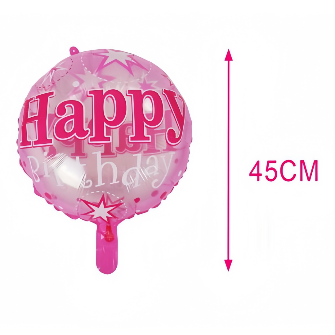 Palloncino MYLAR Rotondo Rosa "Happy Birthday" 45cm