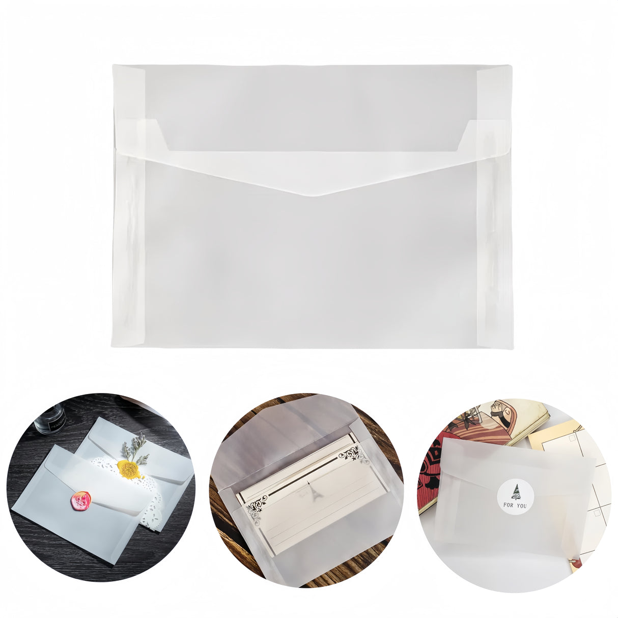 100 buste lettere traslucide bianche trasparente per partecipazione biglietto