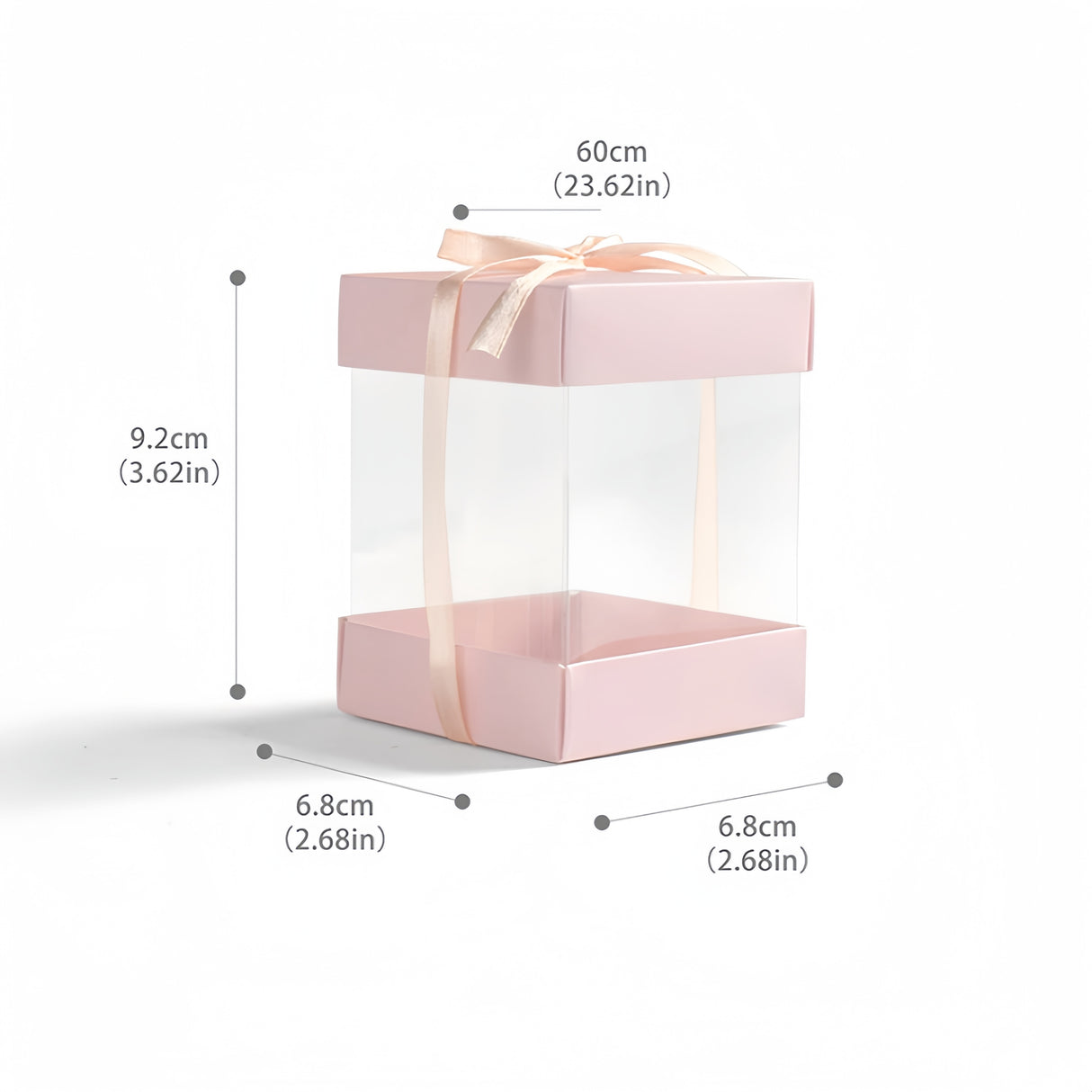 10 Pezzi Scatole Regalo Trasparenti Quadrato Con Coperchio Nastro Rosa