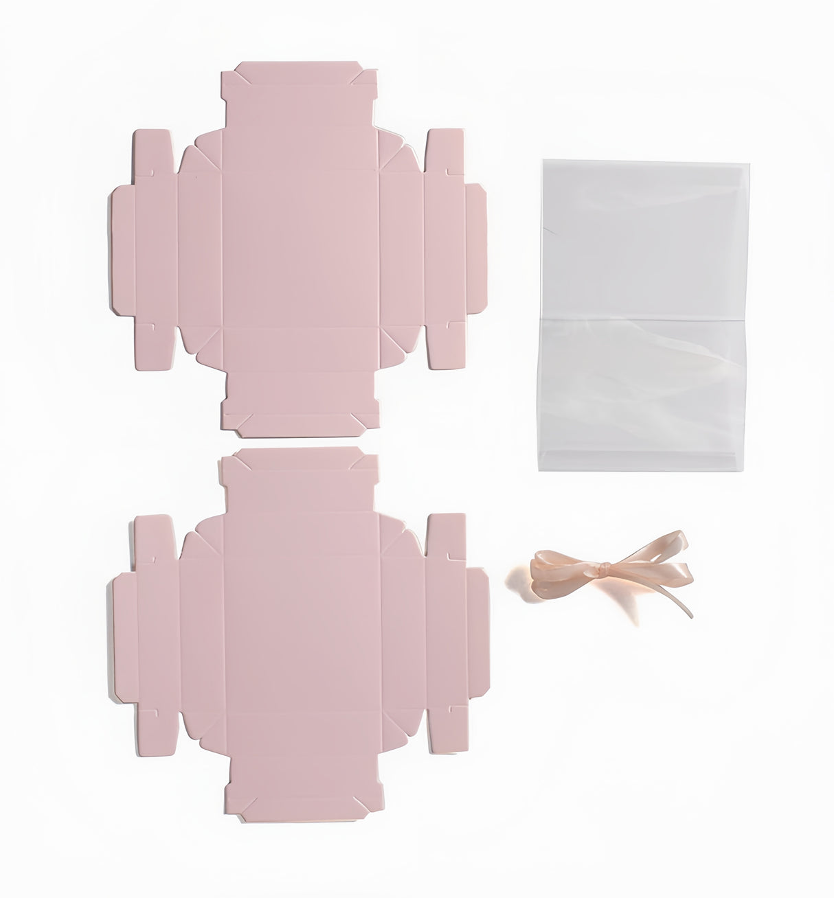 10 Pezzi Scatole Regalo Trasparenti Quadrato Con Coperchio Nastro Rosa