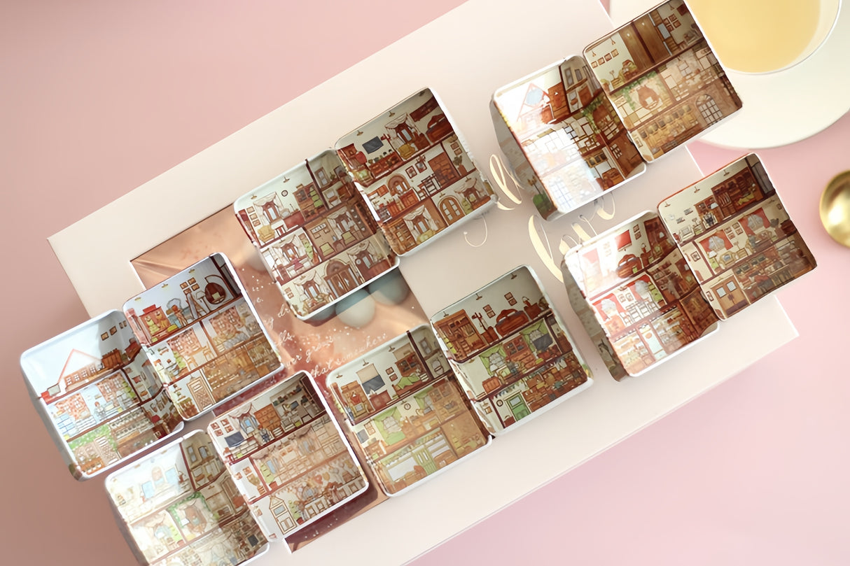 12 Pezzi Scatola Forma Mini CASA VILLETTA in Materiale Ferro PORTACONFETTI BOMBONIERE