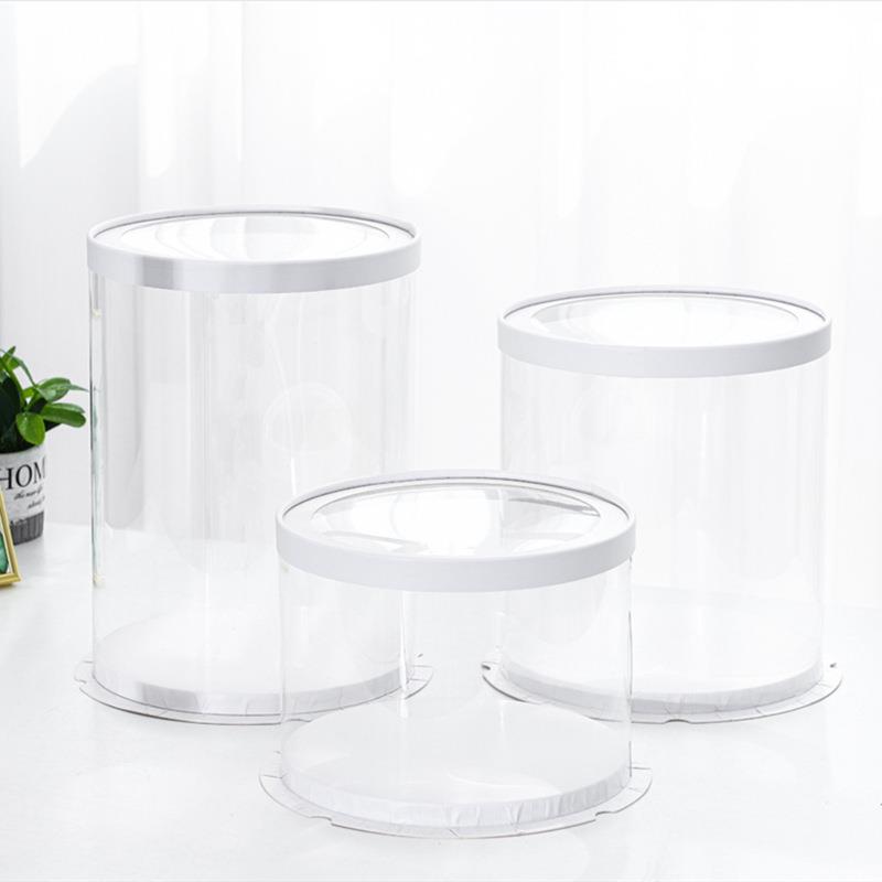 Scatola per Torta Trasparenti in Plastica con Coperchio Bianco
