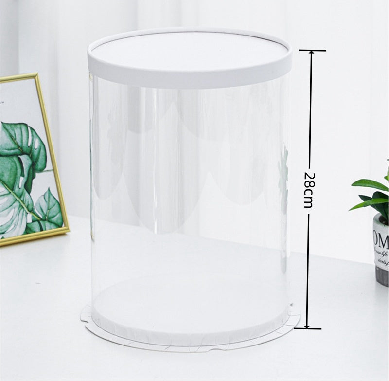 Scatola per Torta Trasparenti in Plastica con Coperchio Bianco