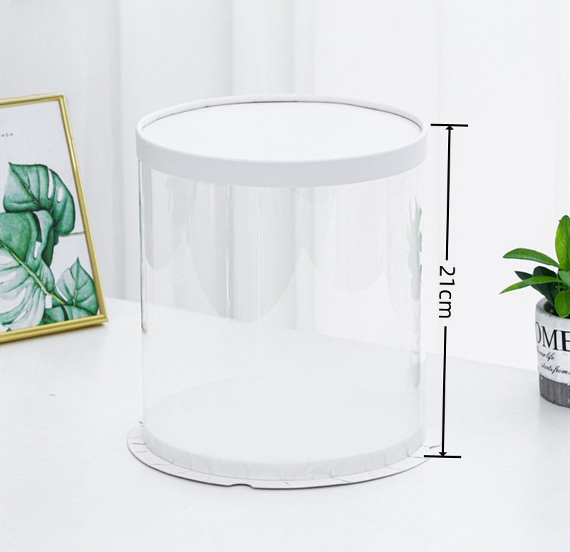 Scatola per Torta Trasparenti in Plastica con Coperchio Bianco