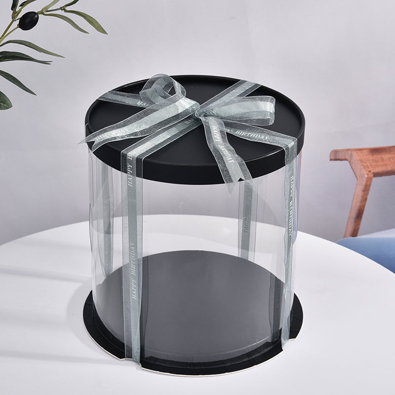 Scatola per Torta Trasparenti in Plastica con Coperchio Nero